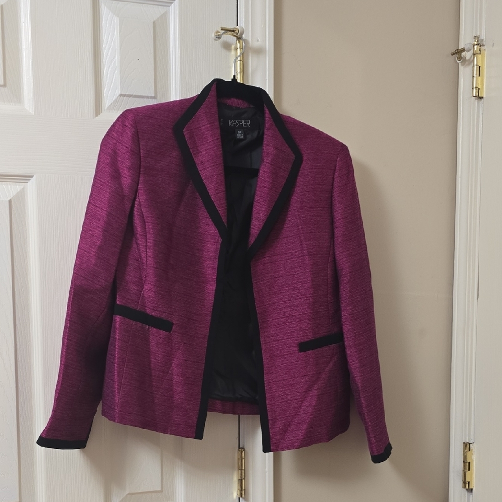 Kasper Magenta Blazer with Black Trim